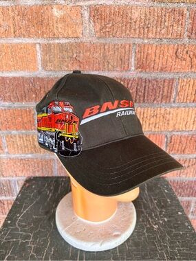 VTG BNSF Railway Slideback Hat Cap Green One Size Adjustable Embroidered Train
